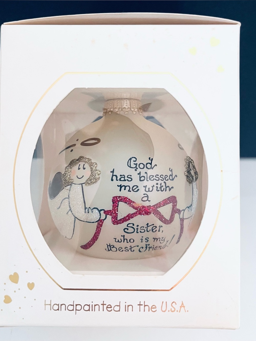 Teresa Thibault.Sister Keepsake Ornamen
Handpainted Sister Keepsake White